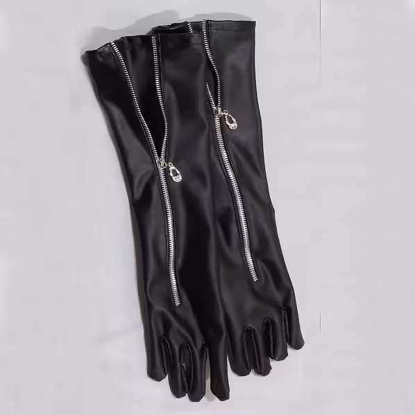 دستکش چرم ساق بلند زیپدار 