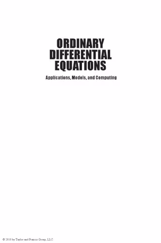 خرید و دانلود نسخه کامل کتاب Ordinary Differential Equations: Applications, Models, and Computing