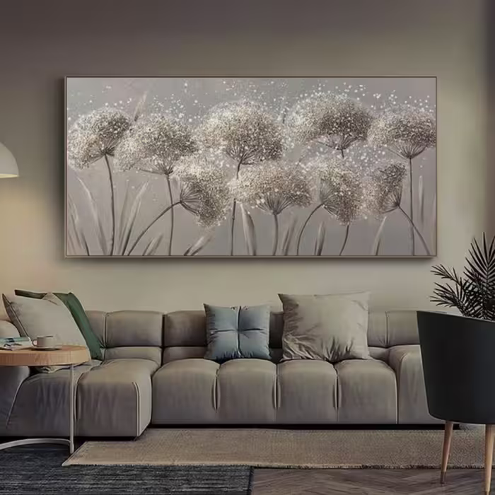 تابلو دکوراتیو نقش برجسته قاصدک، اثر دست، ابعاد 150x80 سانتی‌متر، کد 103