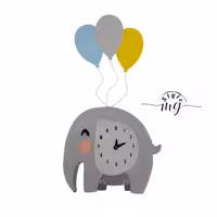 ساعت دیواری کودک طرح فیل بادکنکی مدل Mkids54Bبرای اتاق کودک