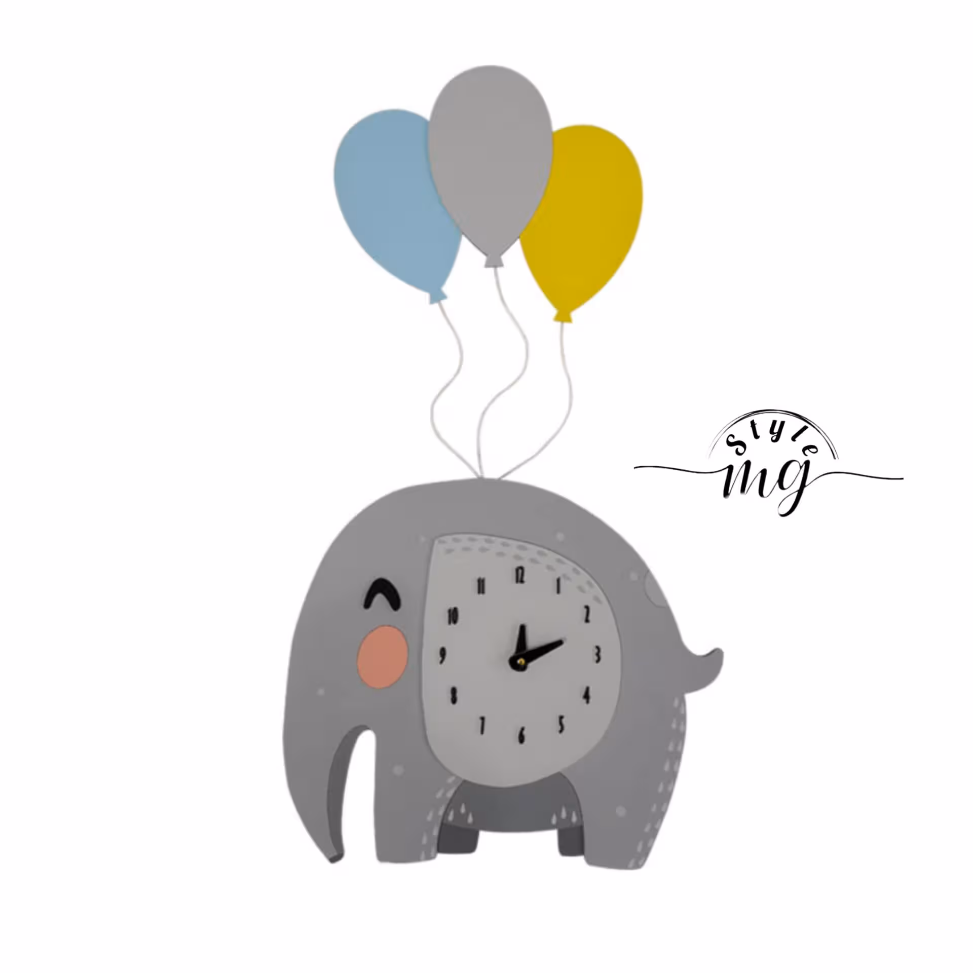 ساعت دیواری کودک طرح فیل بادکنکی مدل Mkids54Bبرای اتاق کودک