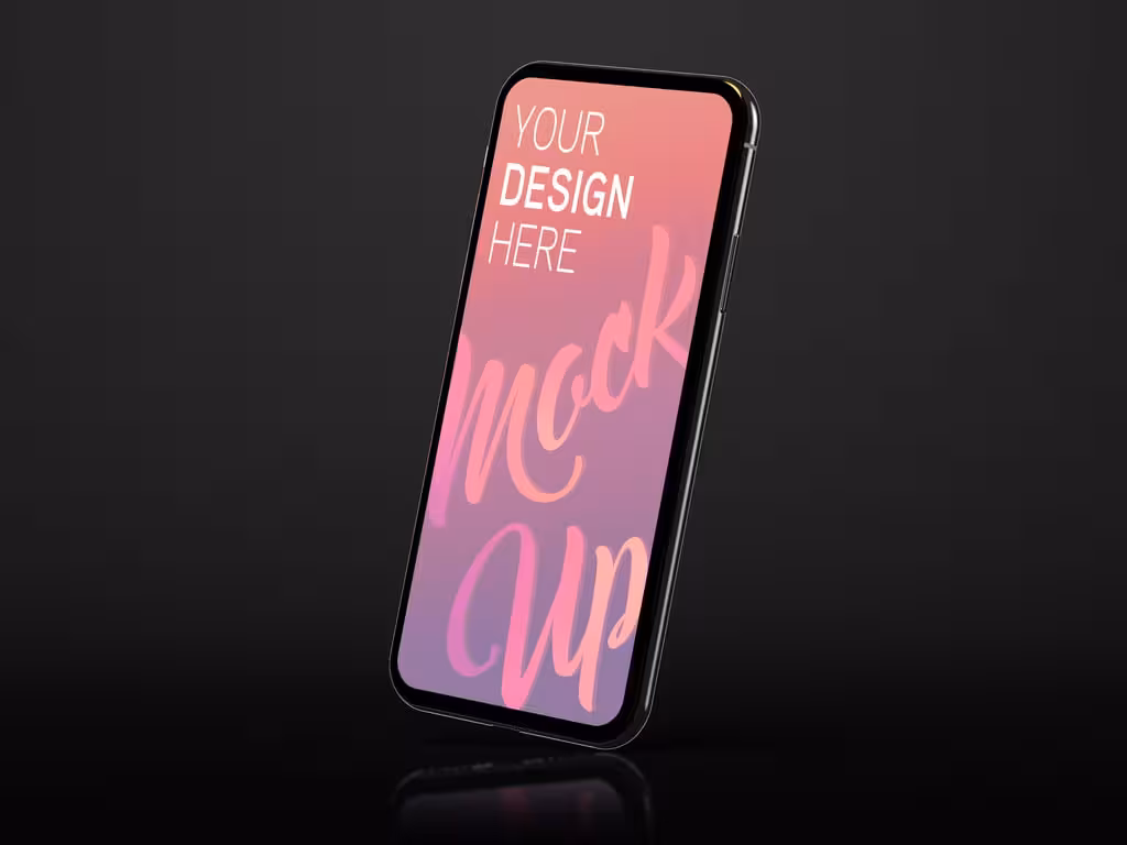 دانلود Side View Mobile Phone Mockup on Black Background – موکاپ موبایل