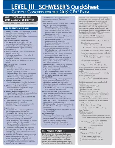 خرید و دانلود نسخه کامل کتاب CFA 2019 Schweser - Level 3 Schweser’s QuickSheet: CRITICAL CONCEPTS FOR THE 2019 CFA EXAM