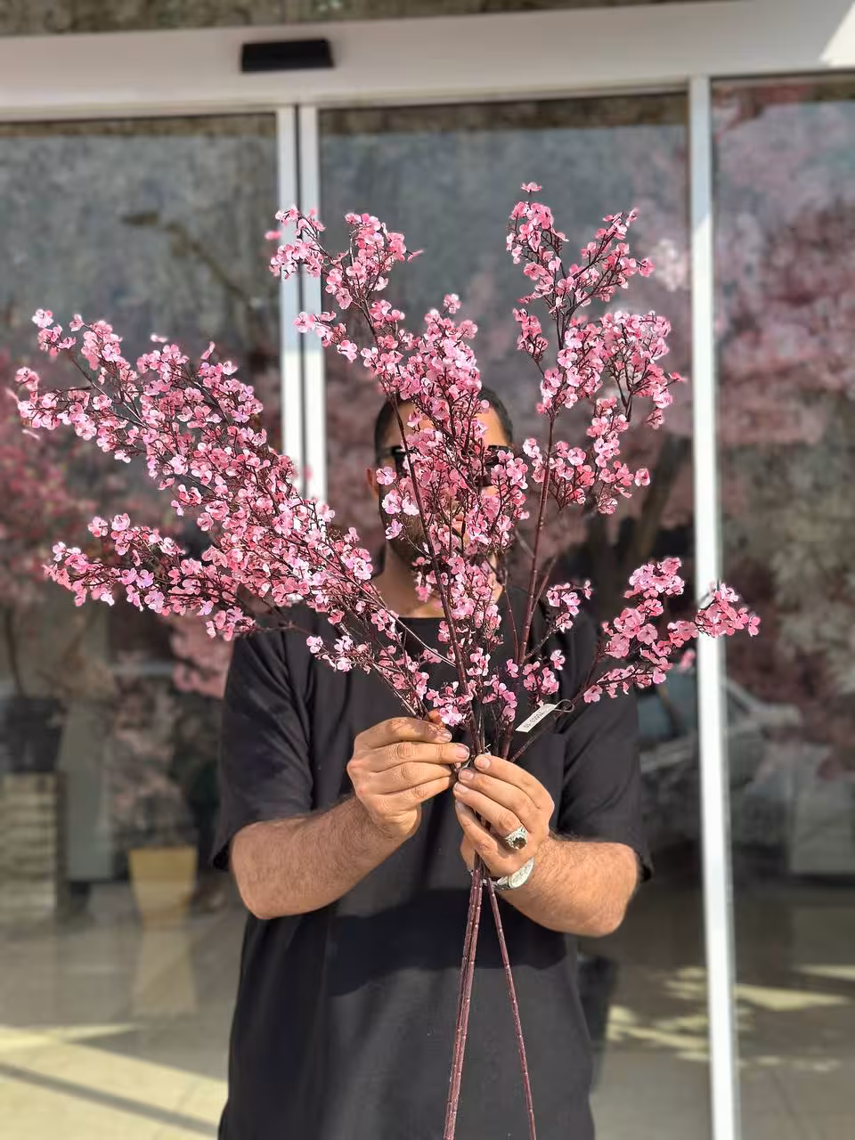 شاخه شکوفه ریز مصنوعی صورتی