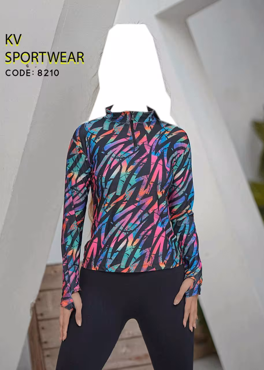 تیشرت نیم زیپ فینگردار ورزشی زنانه کد 0005