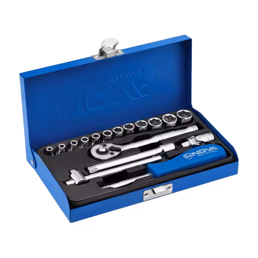 جعبه بکس 1/2 و 1/4 اینچ 27 پارچه نووا مدل 7014