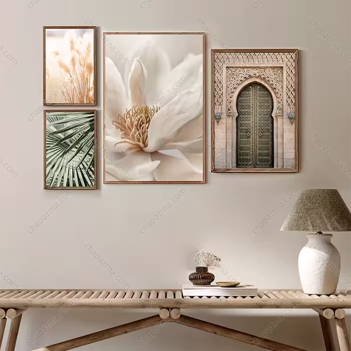 تابلو چند تکه مدرن تم کرم کد RKN-1266