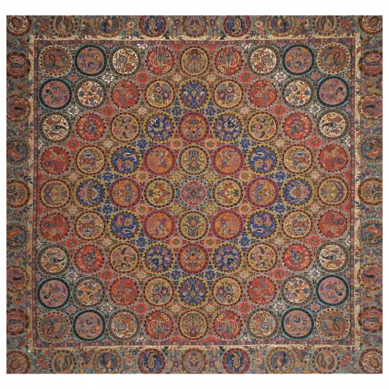 رومیزی مربع ترمه ابریشم کد TRM120