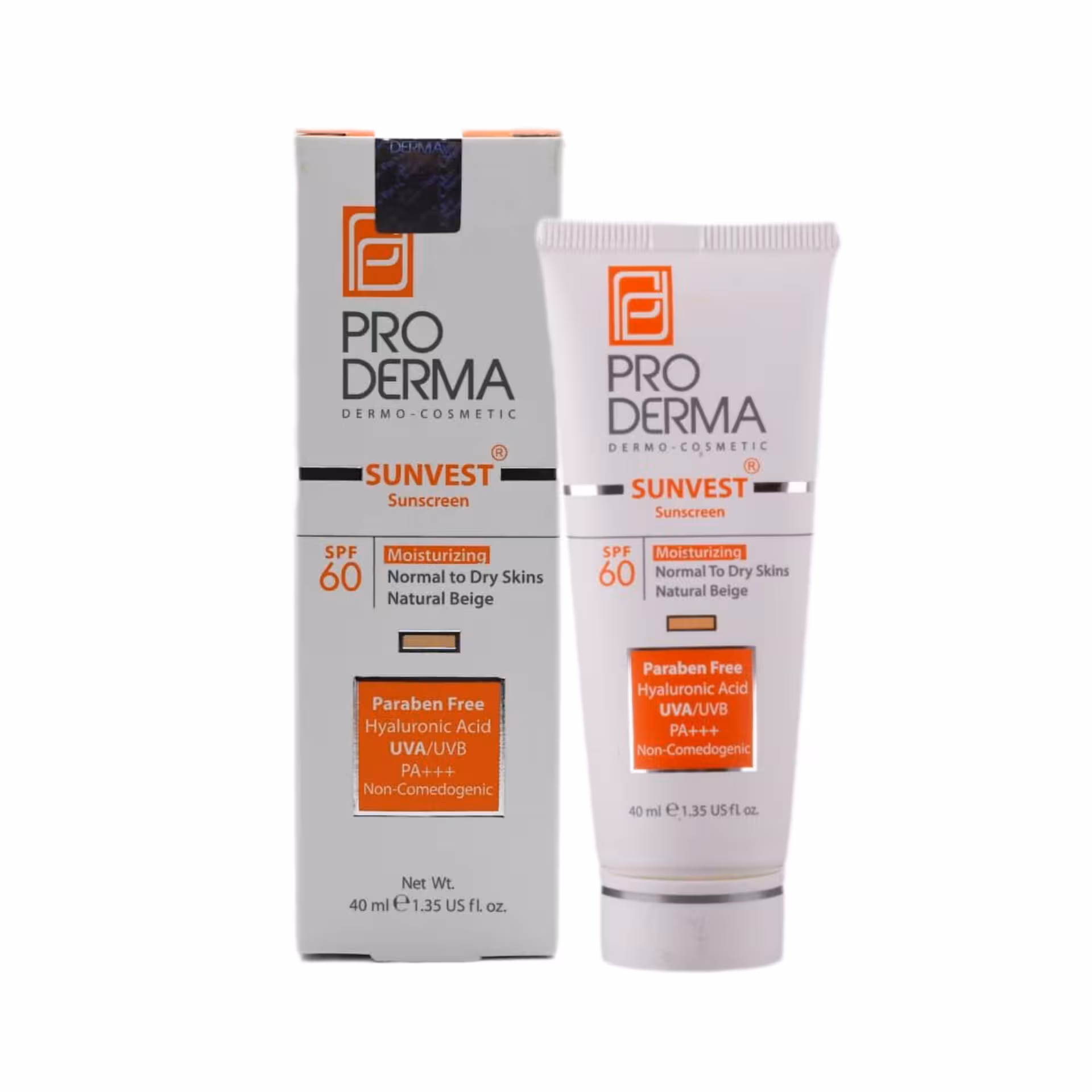 ضدآفتاب و مرطوب کننده (بژ طبیعی) پرودرما SPF60مناسب پوست خشک حجم 40 میلی لیتر