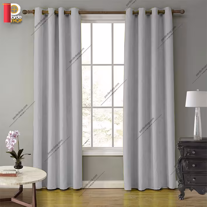 پرده پانچی هازان (کتان) رنگ طوسی روشن