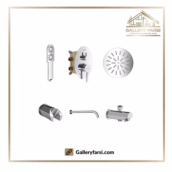 شیر حمام شودر توکار مدل روگن کروم تیپ1 brass