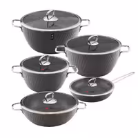 سرویس قابلمه 10 پارچه فورج طرح ماینز دستگره نقره ای ام جی اس