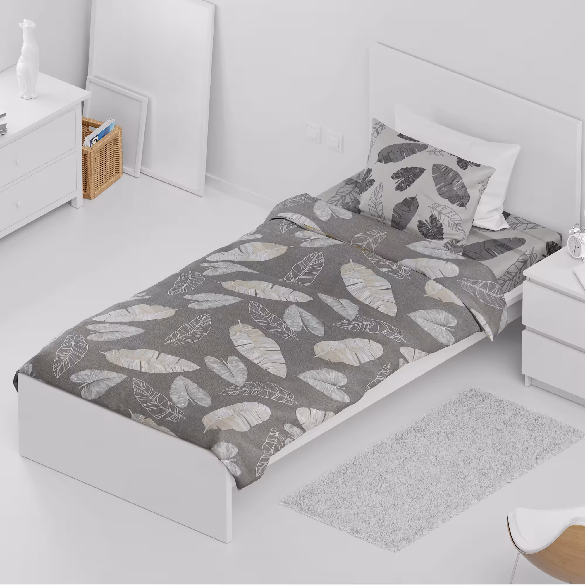 سرویس ملحفه چیداری مدل برگ یک نفره سه تکه 90×200