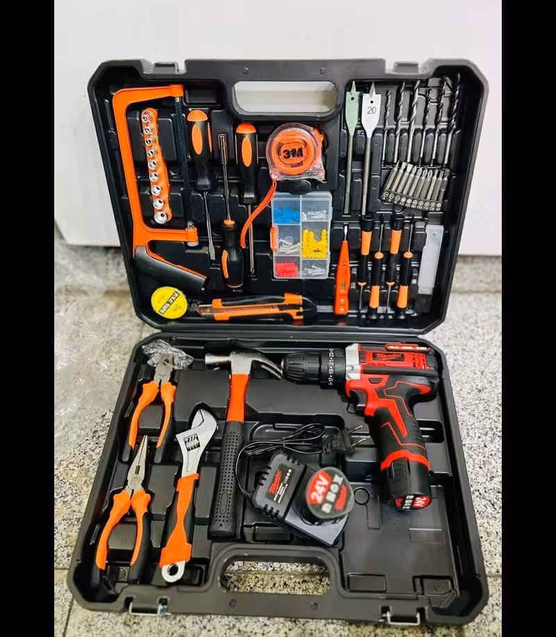 کیت دریل شارژی پیچ گوشتی شارژی 24 ولت چکشی طرح میل واکی مدل 24U