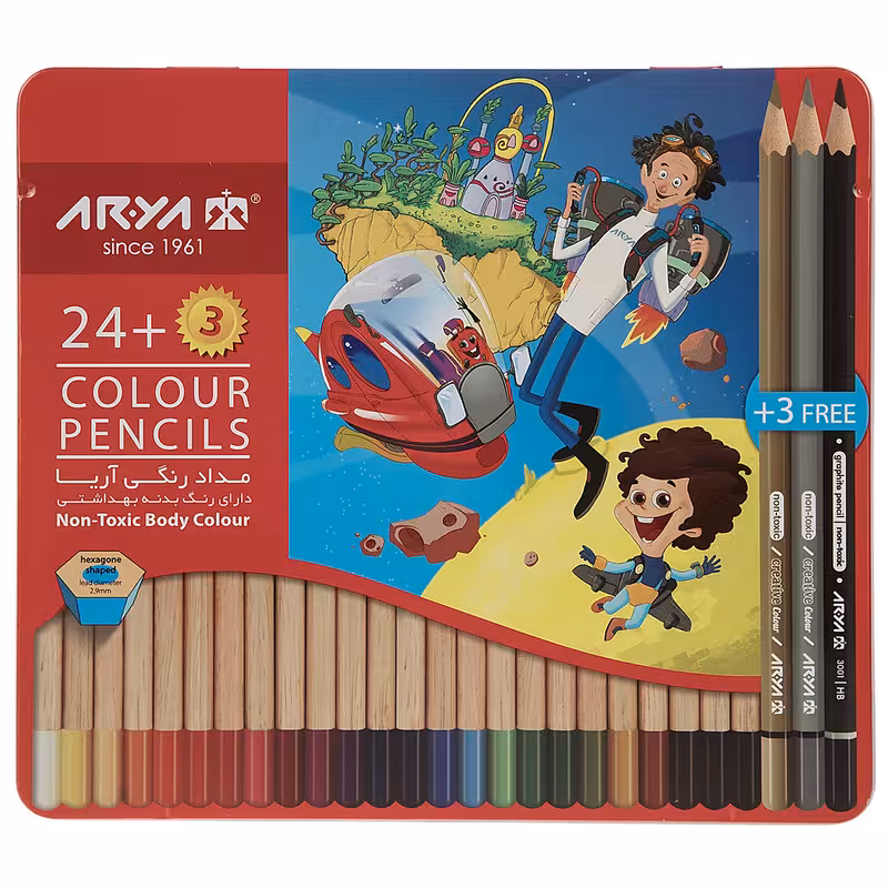 مداد رنگی 24 3 رنگ آریا مدل 3022 | چاوه
