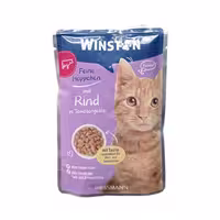 پوچ گربه وینستون با طعم گوشت گاو در ژله گوجه فرنگی – 100 گرم