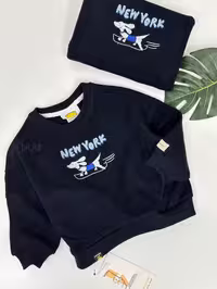 پلیور سلانیک کودک با گلدوزی سیمپسون newyork سرمه ای