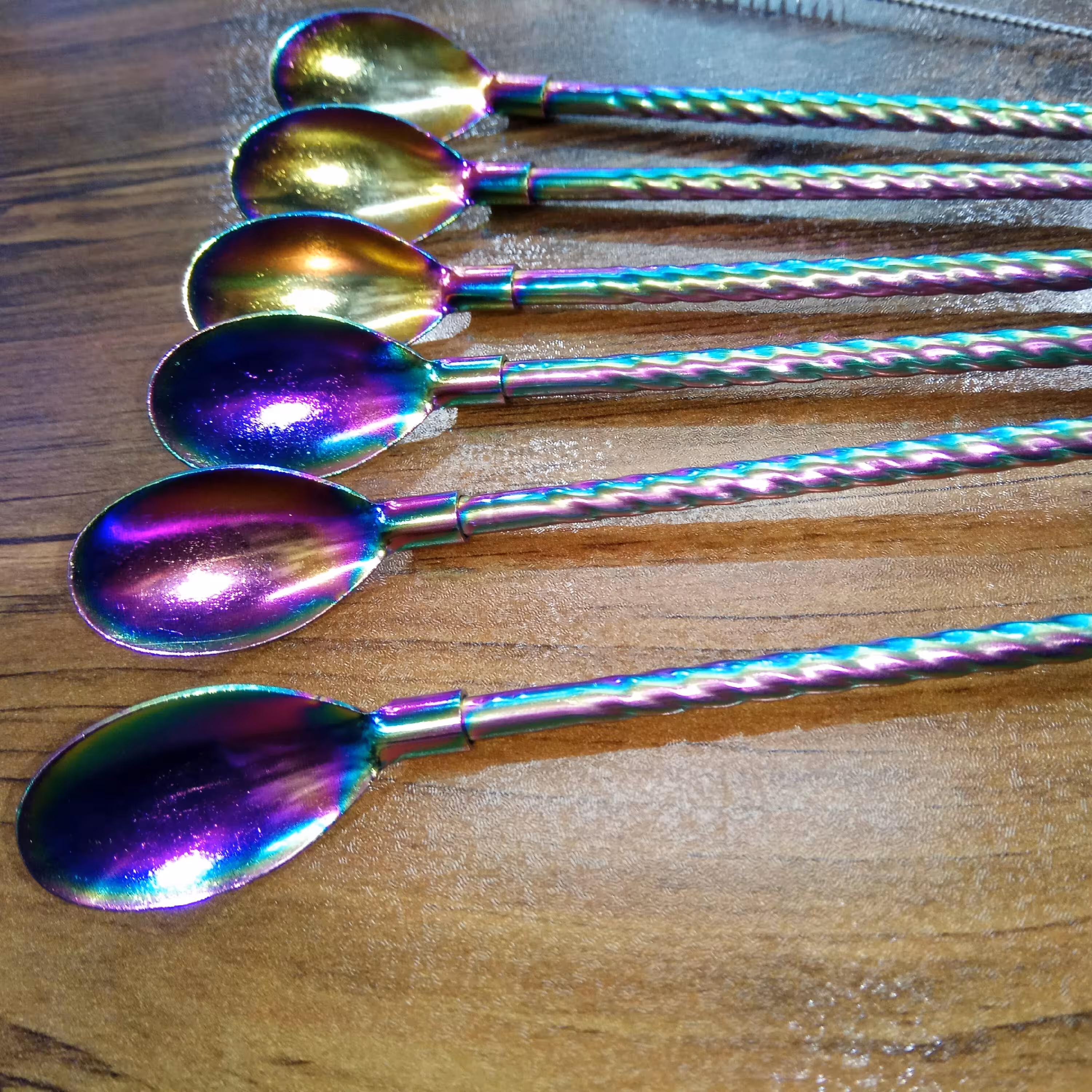 نی استیل قاشق دار هفت رنگ فرچه دار