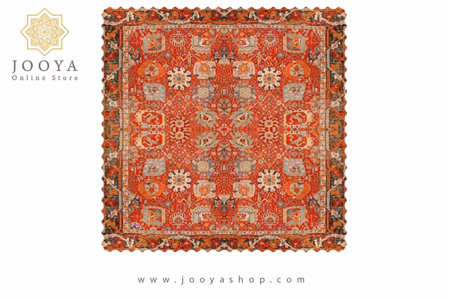 رومیزی مخمل مربع فرش نارنجی