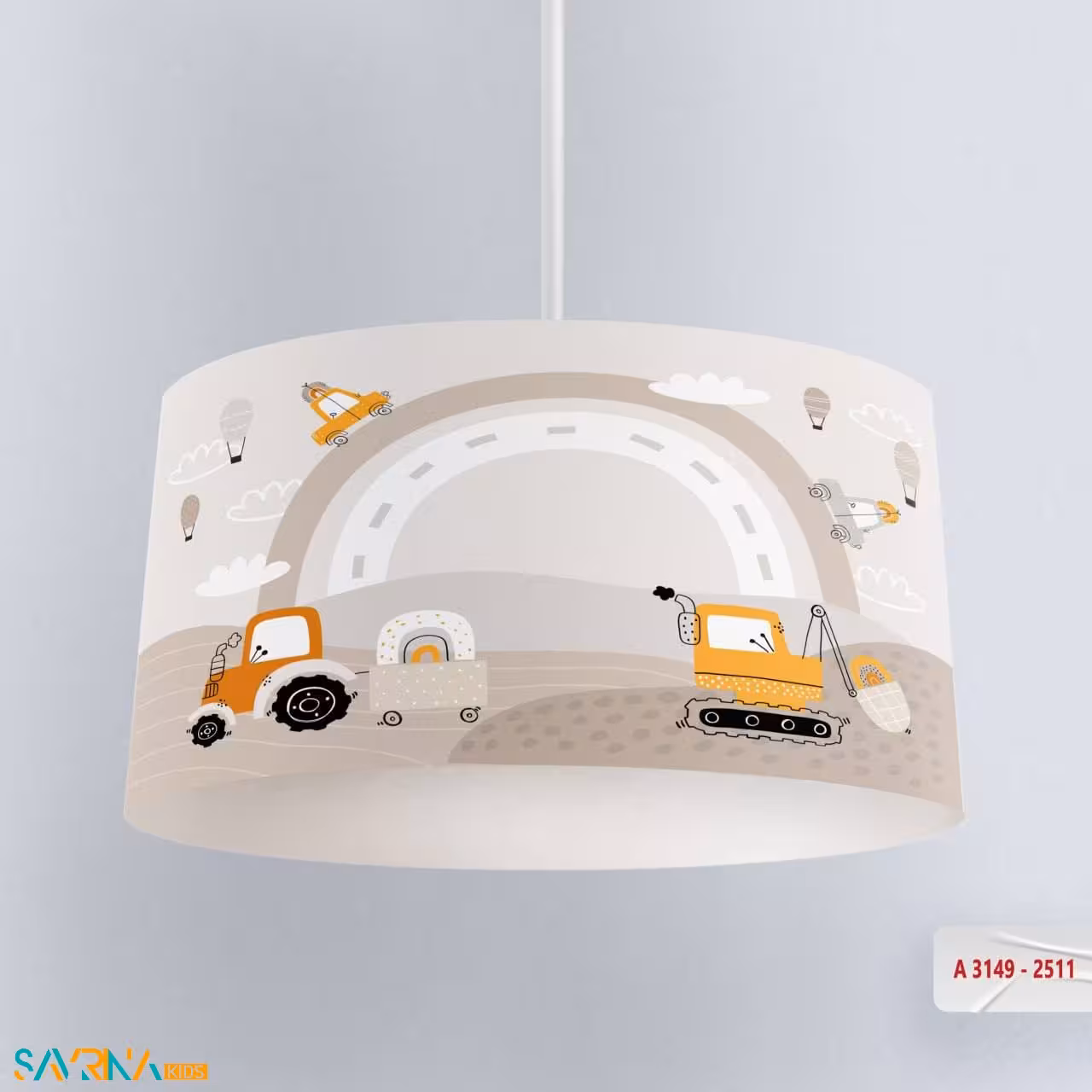 لوستر بچگانه طرح ماشین های سنگین کد A3149