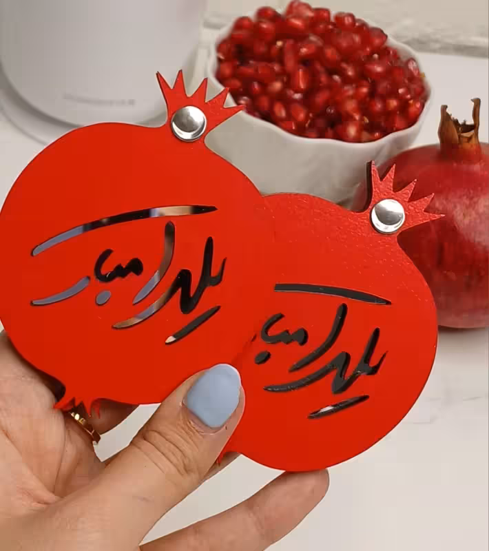 آینه چوبی طرح انار یلدایی (پست پیشتاز پس کرایه)