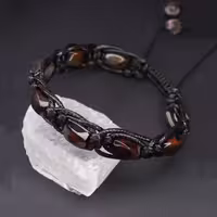 دستبند بافت چرم سنگ هلی کد310167