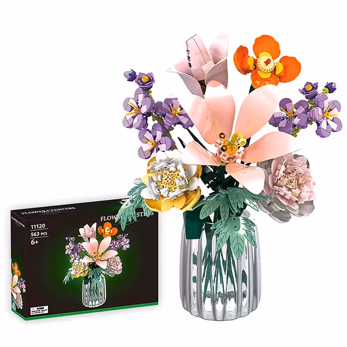 لگو طرح گل مدل Flower clusters کد 11120، تعداد 563 قطعه، همراه با گلدان و گل های رنگی و زیبا