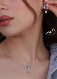 💍نیم ست جواهری خاص و زيبا نقره عیار 925 (گردنبندو گوشواره )(N_4375)‌‌‌‌‌‌ ‌