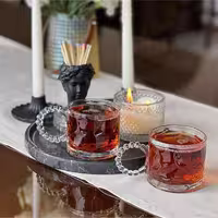 ماگ و فنجان دسته حلقه منجوقی طرح سنگ Deli Glass
