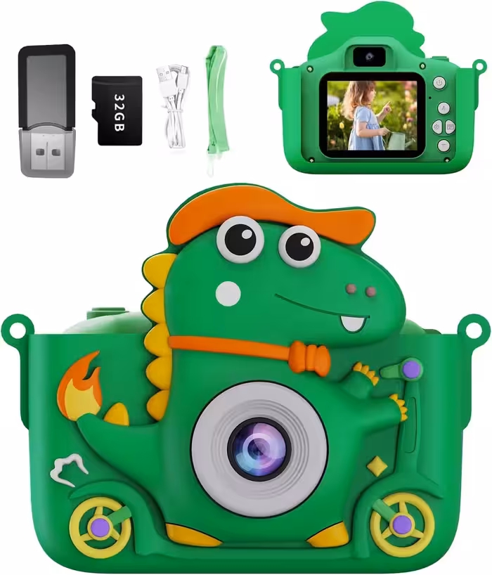 دوربین عکاسی و فیلمبرداری دیجیتال کودک طرح دایناسور | مدل Z9 | دوربین دوگانه 48 مگاپیکسل