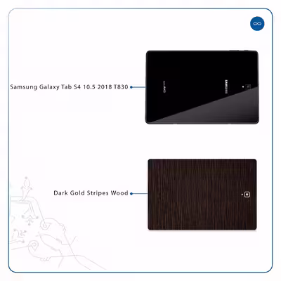 برچسب پوششی ماهوت مدل Dark-Gold-Stripes-Wood مناسب برای تبلت سامسونگ Galaxy Tab S4 10.5 2018 T830