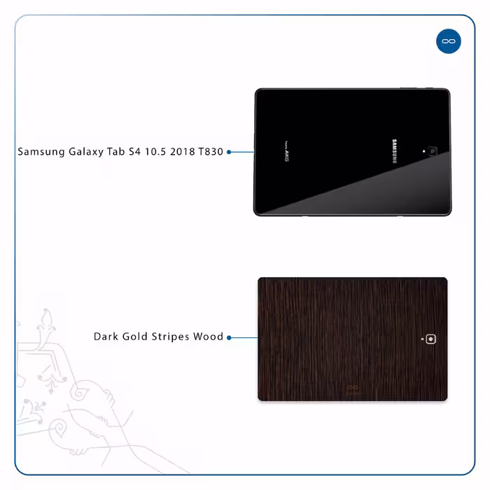 برچسب پوششی ماهوت مدل Dark-Gold-Stripes-Wood مناسب برای تبلت سامسونگ Galaxy Tab S4 10.5 2018 T830