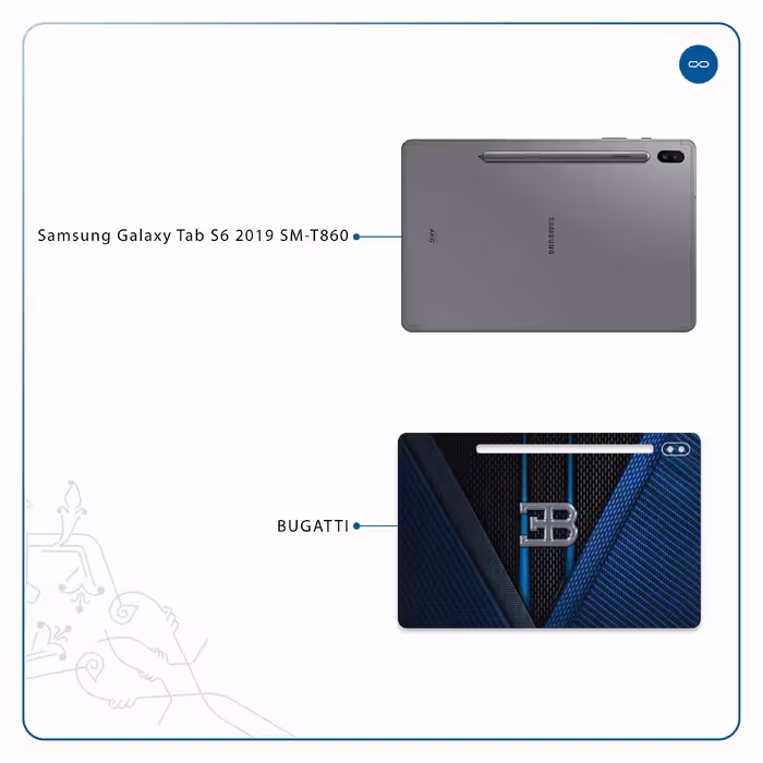 برچسب پوششی ماهوت مدل BUGATTI مناسب برای تبلت سامسونگ Galaxy Tab S6 2019 SM-T860