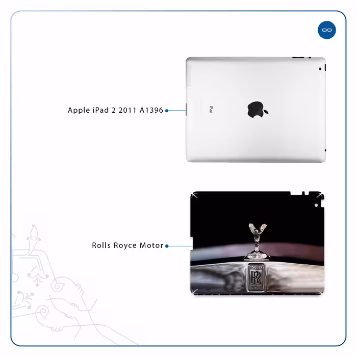 برچسب پوششی ماهوت مدل Rolls-Royce Motor مناسب برای تبلت اپل iPad 2 2011 A1396