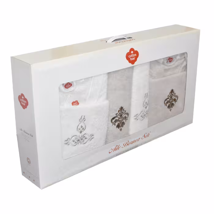 سرویس حوله پالتویی 6 تکه کاتن باکس مدل Aile seti