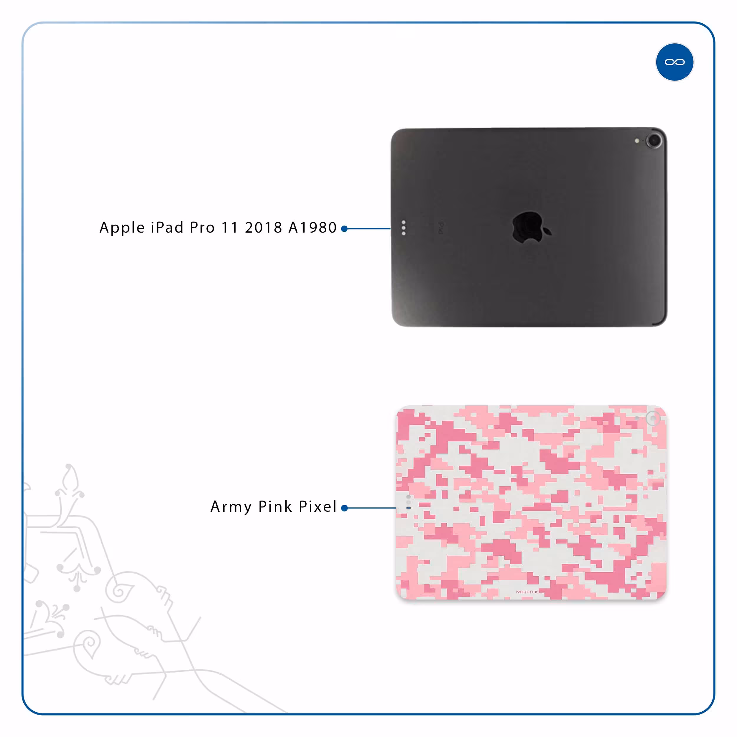 برچسب پوششی ماهوت مدل Army-Pink-pixel مناسب برای تبلت اپل iPad Pro 11 2018 A1980