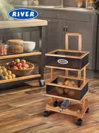 سبد 2 طبقه مستطیل سیب زمینی و پیاز چوبی ریور RIVER کد 3915