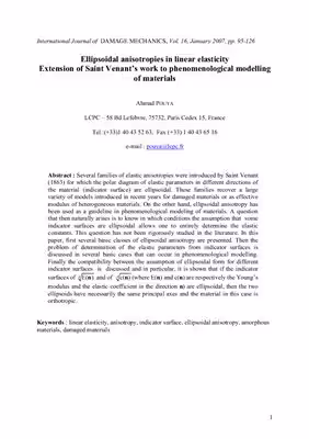خرید و دانلود نسخه کامل کتاب Ellipsoidal anisotropies in linear elasticity. Extension of Saint Venant’s work to phenomenological modelling of materials
