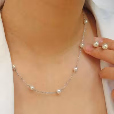 نیم ست مرواریدی استیل