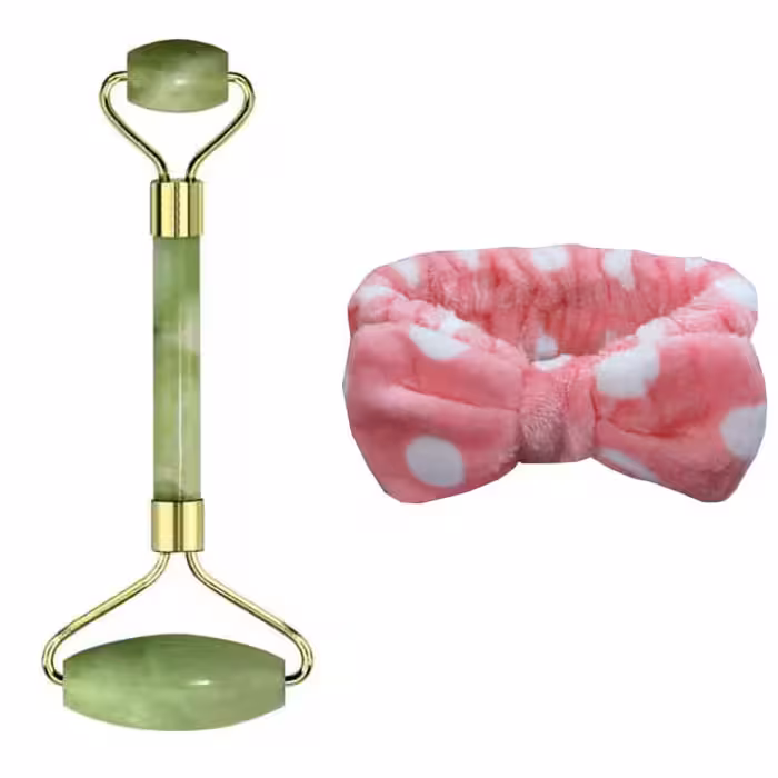 ست ماساژور دستی جیدرولر و هدبند حوله ای