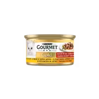 کنسرو گربه تکه ایی در سس با طعم مرغ و جگر برند Gourmet گورمت 85 گرمی