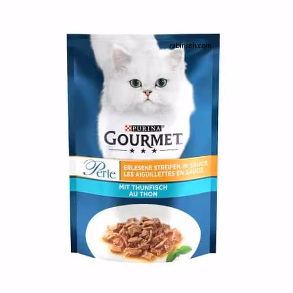 پوچ گربه گورمت Gourmet با طعم ماهی سالمون در سس وزن 85 گرم