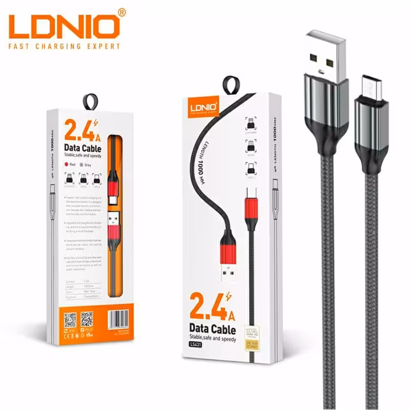 کابل شارژر الدینیو سیم گرد مدل LS431 micro