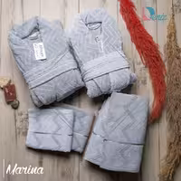 حوله ست دو نفره مارینا رنگ طوسی و نقرابی