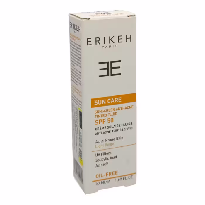 فلوئید ضد آفتاب و ضد جوش بژ روشن SPF50 اریکه 50 میلی لیتر