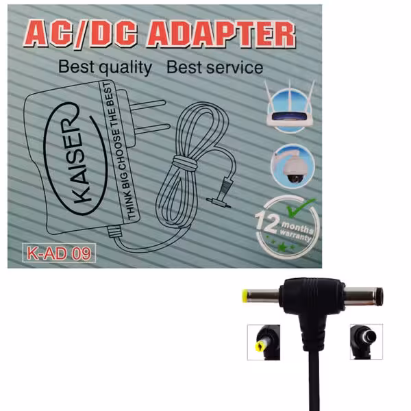 آداپتور مودم کمبو 9 ولت 1 آمپر دو سر کایزر Kaiser K-AD09