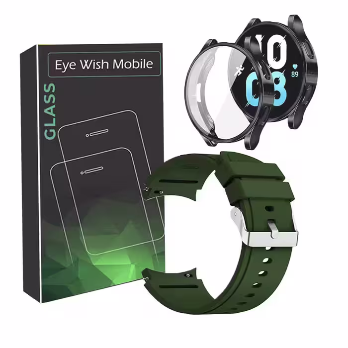 بند آی ویش مدل SILIC_4 مناسب برای ساعت هوشمند سامسونگ GALAXY WATCH 6 CLASSIC 47 MM به همراه کاور بامپر و محافظ صفحه نمایش