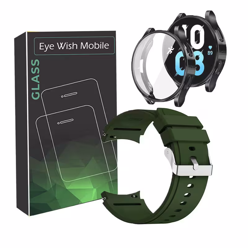 بند آی ویش مدل SILIC_4 مناسب برای ساعت هوشمند سامسونگ GALAXY WATCH 6 CLASSIC 47 MM به همراه کاور بامپر و محافظ صفحه نمایش