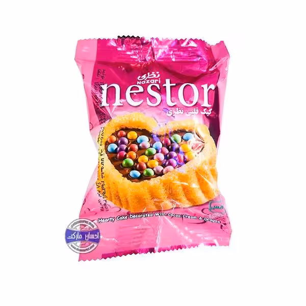 کیک روغنی قلبی با کرم کاکائویی و تزئین اسمارتیزی نظری 45 گرمی