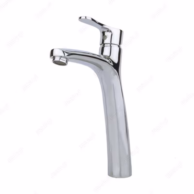 شیر روشویی پایه بلند راسان مدل صدف کروم